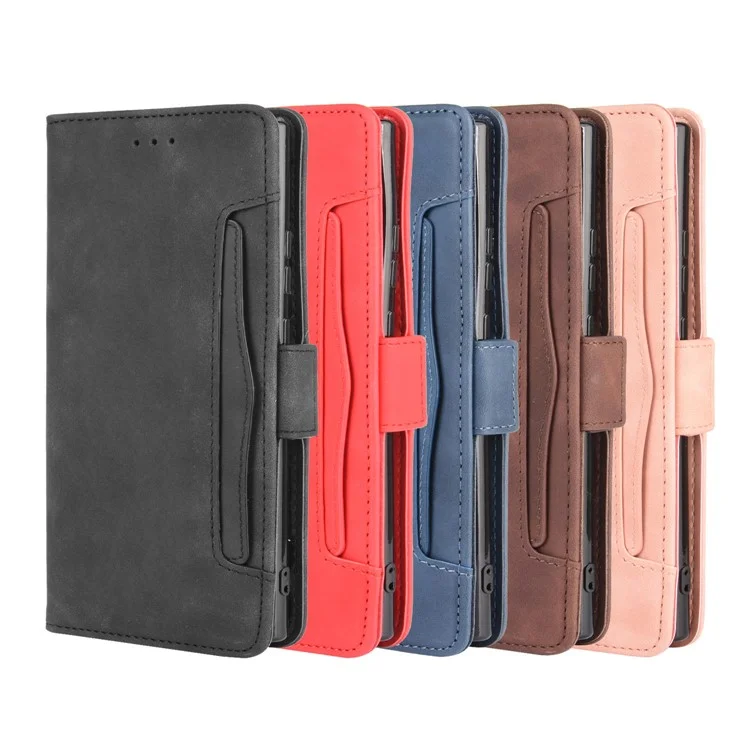 Múltiples Tragamonedas De Tarjetas Cartera De Cuero De Cuero Caja De Cuero Para Samsung Galaxy Note20 Ultra / 20 Ultra 5G - Negro