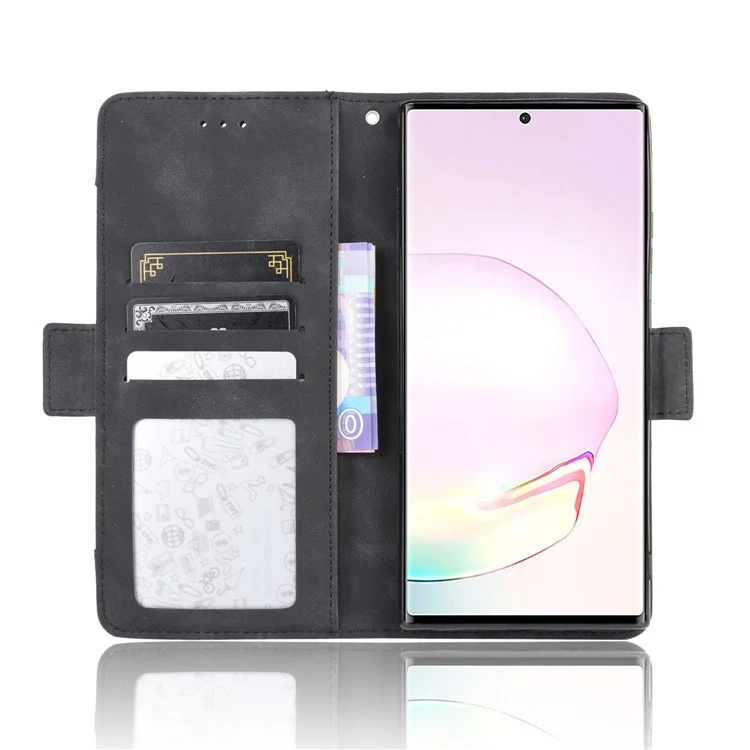 Múltiples Tragamonedas De Tarjetas Cartera De Cuero De Cuero Caja De Cuero Para Samsung Galaxy Note20 Ultra / 20 Ultra 5G - Negro