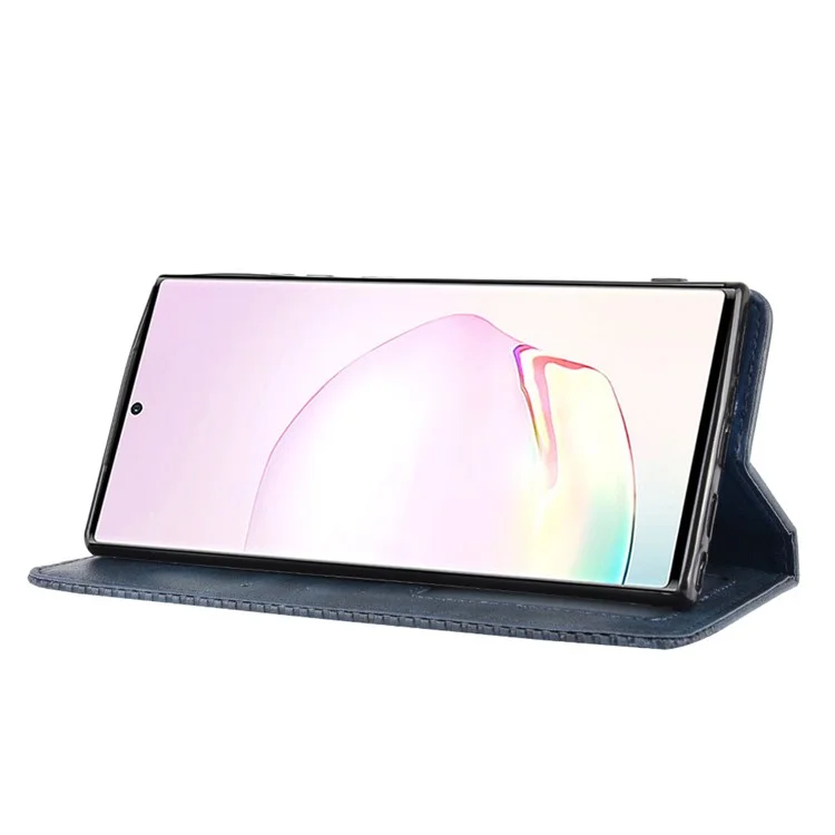 Auto-absorbed PU Leather Shell Wallet Retro Cover for Samsung Galaxy Note20 Ultra/20 Ultra 5G - Blue