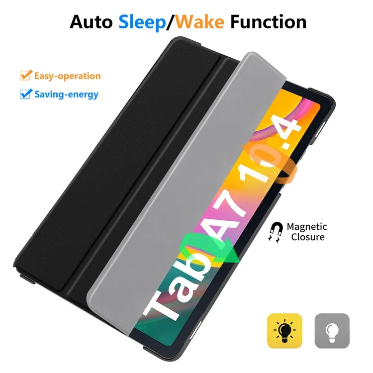 Função de Couro Inteligente de Couro Com Três Dobras Leves Stand Stand Sleep Auto-Sleep/Wake Surface à Prova D'água Cleaning Para Samsung Galaxy Tab A7 10.4 (2020)