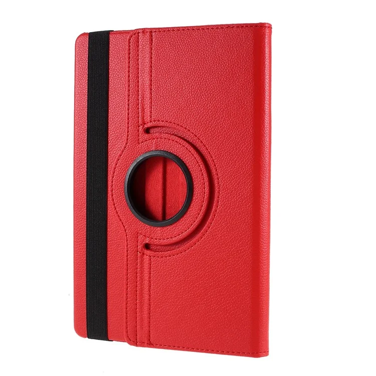 Litchi Texture Leather Case with Rotating Stand Cover for Samsung Galaxy Tab  S7 SM-T870 T875 / S8 - Red