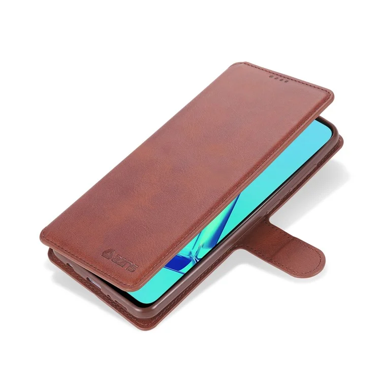 Azns Wallet Leather Case Cover Для Мобильного Телефона Для Samsung Galaxy A21s - Коричневый
