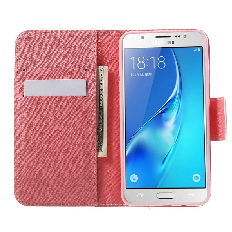 Wzorzysta futerał skórzany typu flip na Samsung Galaxy J5 (2016) – niebieski motyl