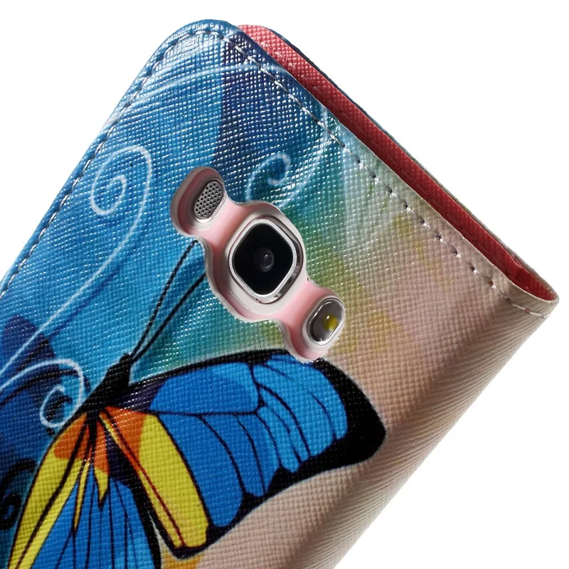 Wzorzysta futerał skórzany typu flip na Samsung Galaxy J5 (2016) – niebieski motyl