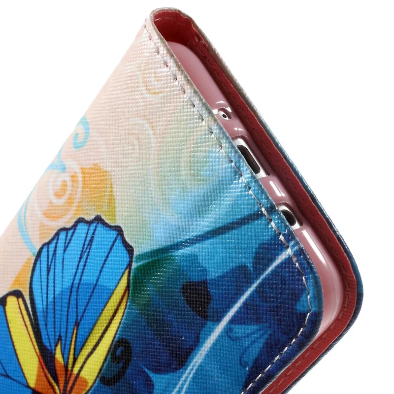 Wzorzysta futerał skórzany typu flip na Samsung Galaxy J5 (2016) – niebieski motyl