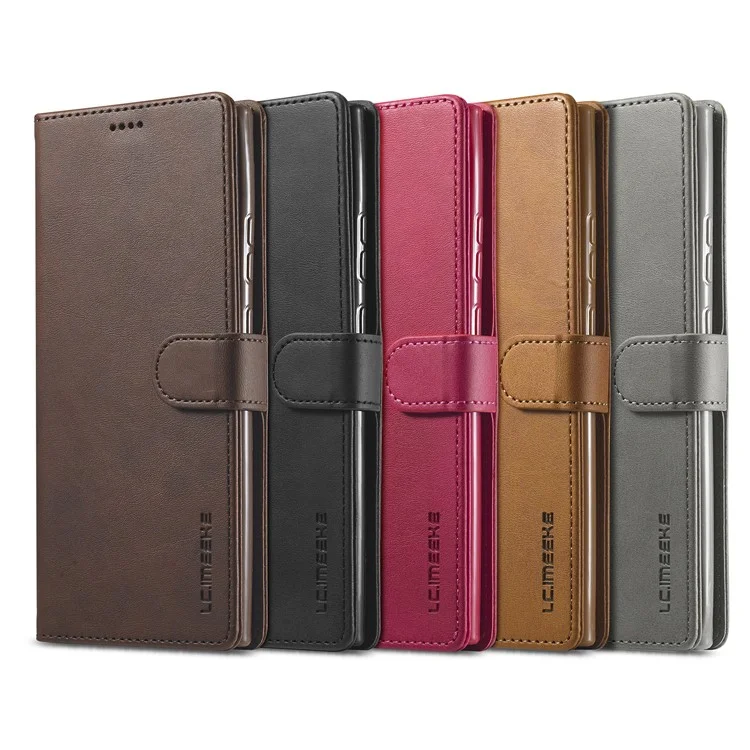 LC.IMEEKE Leather Wallet Stand Cover Phone Case for Samsung Galaxy Note20 Ultra/20 Ultra 5G - Coffee