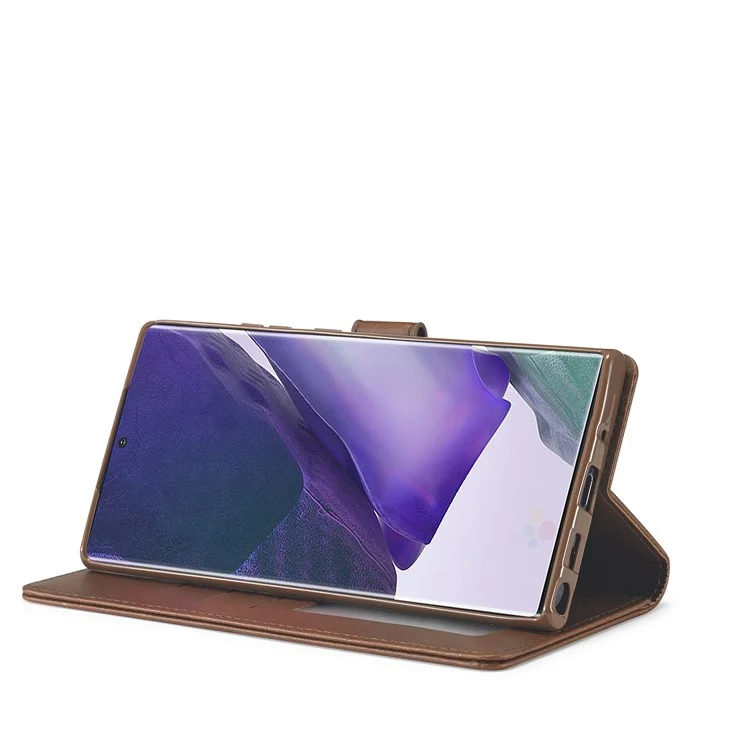 Lc. Imeeke Leder Brieftaschenstand Cover Handy -hülle Für Samsung Galaxy Note20/Note20 5G - Kaffee