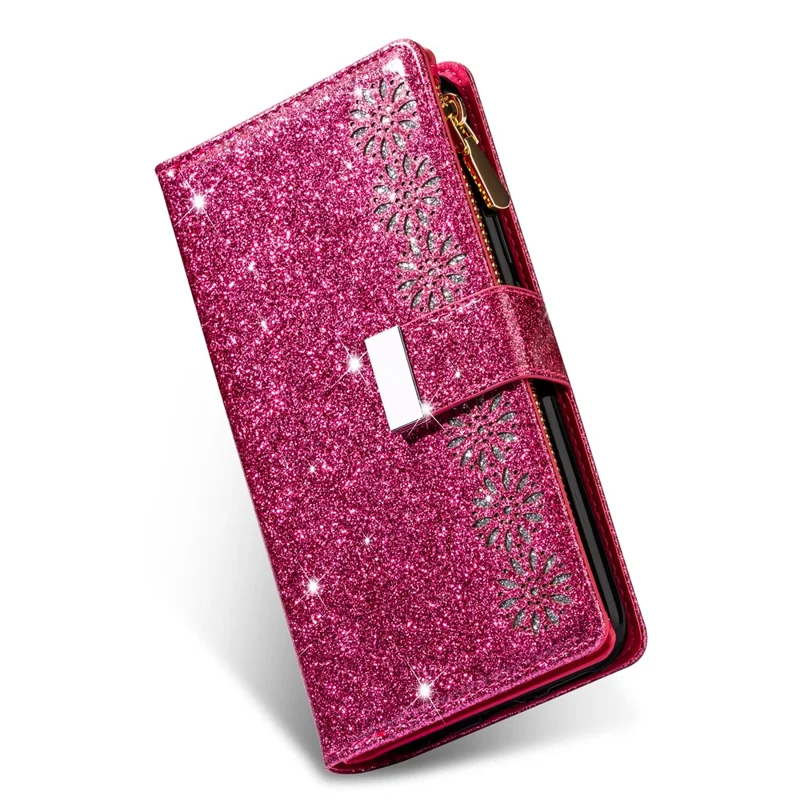 Glittery Starry Style Laser Carving Leather Shell for Samsung Galaxy Note20/Note20 5G - Rose