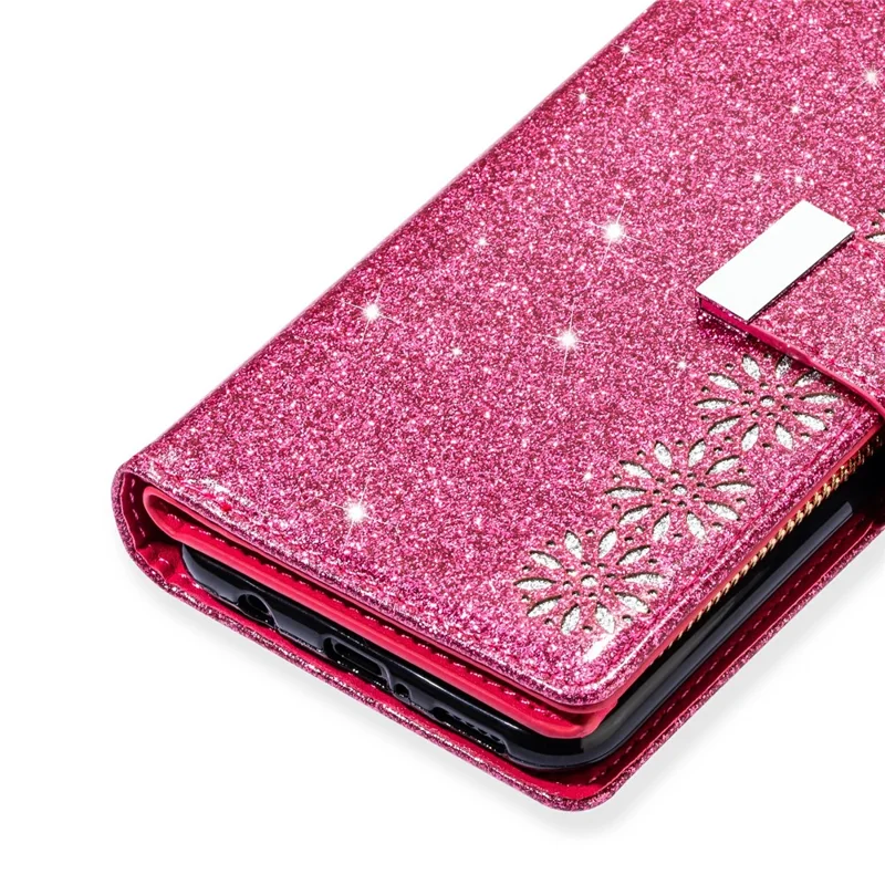 Glittery Starry Style Laser Carving Leather Shell for Samsung Galaxy Note20/Note20 5G - Rose