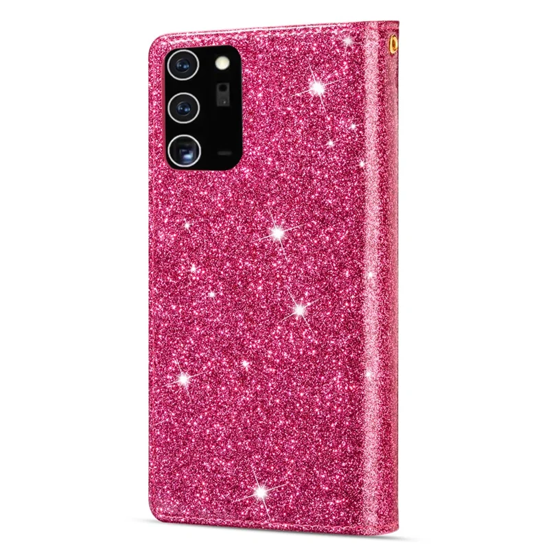 Glittery Starry Style Laser Carving Leather Shell for Samsung Galaxy Note20/Note20 5G - Rose