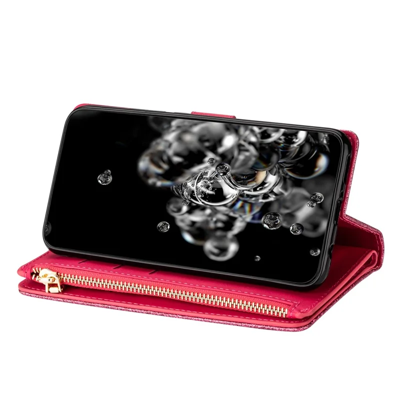 Glittery Starry Style Laser Carving Leather Shell for Samsung Galaxy Note20/Note20 5G - Rose