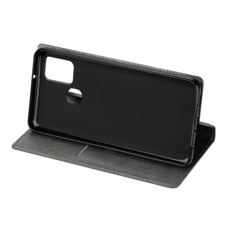 Flash Stand Stand Leather Card Solder Para Samsung Galaxy A21s - Cinza