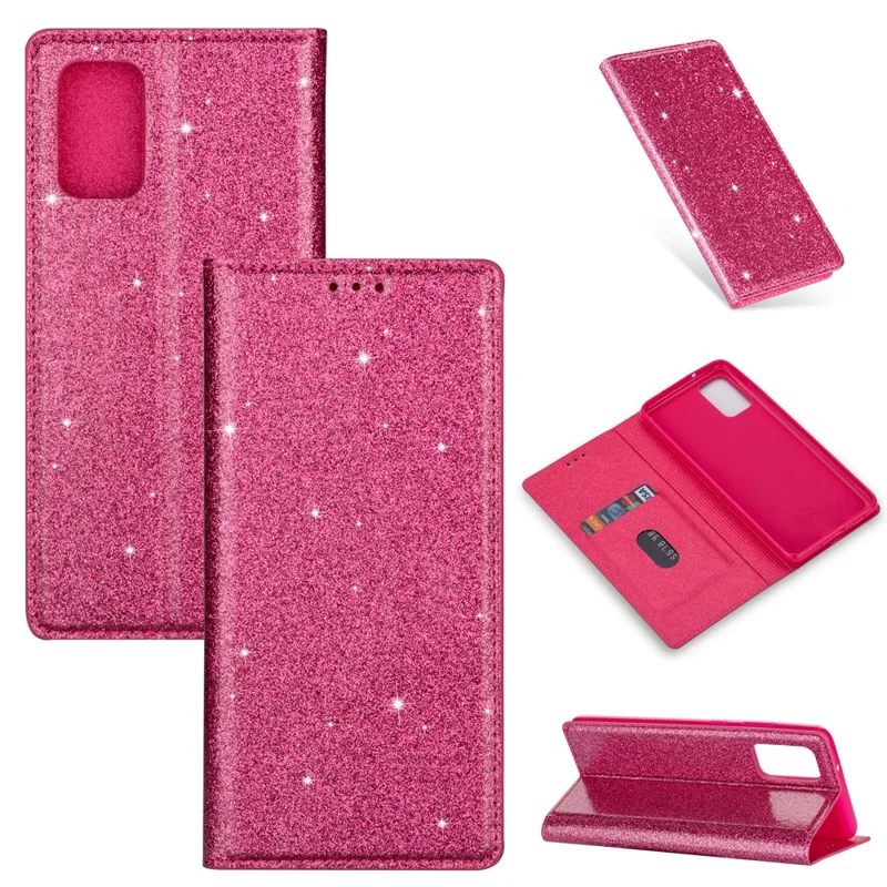 Flash Powder Leather Shell for Samsung Galaxy A31 - Rose