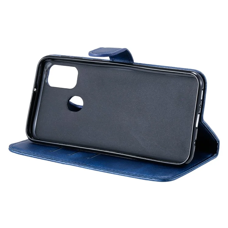 Étui de Support de Portefeuille en Cuir de Poche à Fermeture Éclair Pour Samsung Galaxy M21 / M30 - Bleu