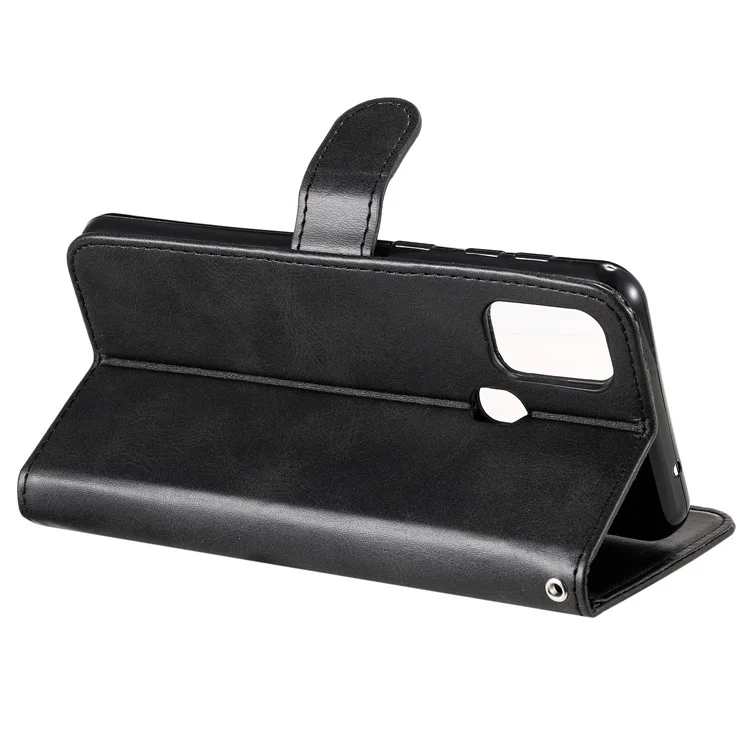 Portafoglio in pelle con cerniera e supporto per Samsung Galaxy M31 - Nero