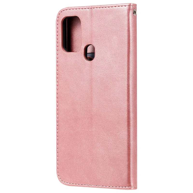 Zipper Pocket Leather Wallet Stand Case for Samsung Galaxy M31 - Rose Gold