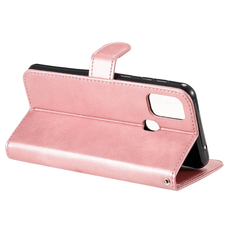 Zipper Pocket Leather Wallet Stand Case for Samsung Galaxy M31 - Rose Gold