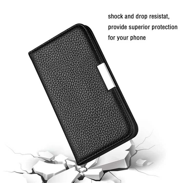 Retro Case Litchi Skin Leather Cover с Карточными Слотами Для Samsung Galaxy S20 Plus/S20 Plus 5G - Черный