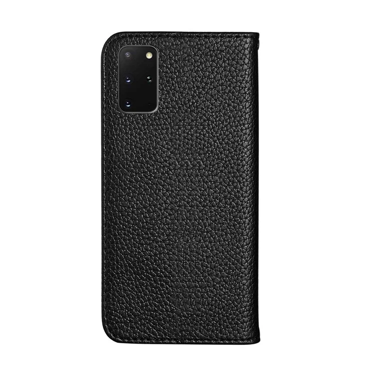 Retro Case Litchi Skin Leather Stand Cover with Card Slots for Samsung Galaxy S20 Plus/S20 Plus 5G  - Black