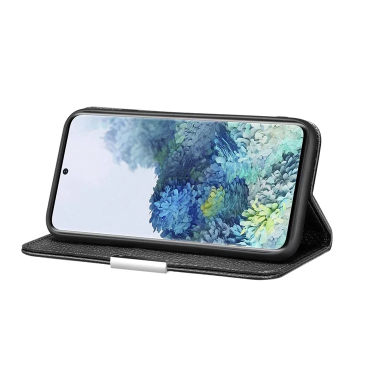 Couverture de Support en Cuir de Ciel Litchi Rétro Avec Emplacements de Carte Pour Samsung Galaxy S20 Plus / S20 Plus 5G - le Noir