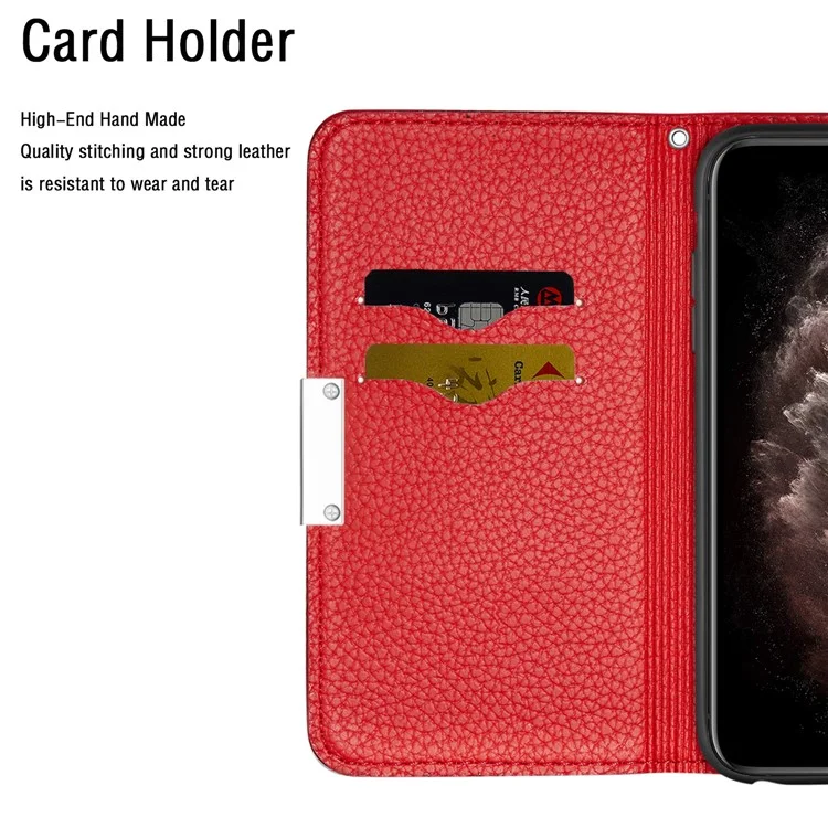 Retro -hülle Litchi Skin Lederstand Cover Mit Kartenschlitzen Für Samsung Galaxy S20 Plus/S20 Plus 5G - Rot