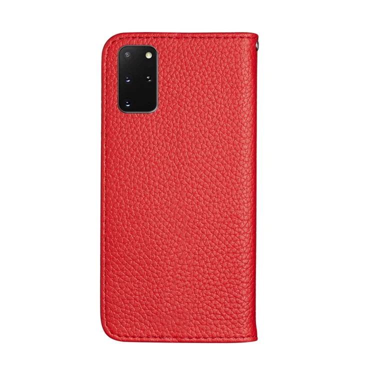 Retro -hülle Litchi Skin Lederstand Cover Mit Kartenschlitzen Für Samsung Galaxy S20 Plus/S20 Plus 5G - Rot