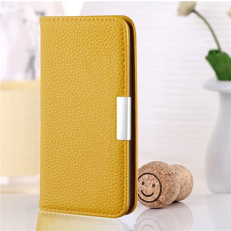 Retro Case Litchi Skin Leather Cover с Карточными Слотами Для Samsung Galaxy S20 Plus/S20 Plus 5G - Желтый