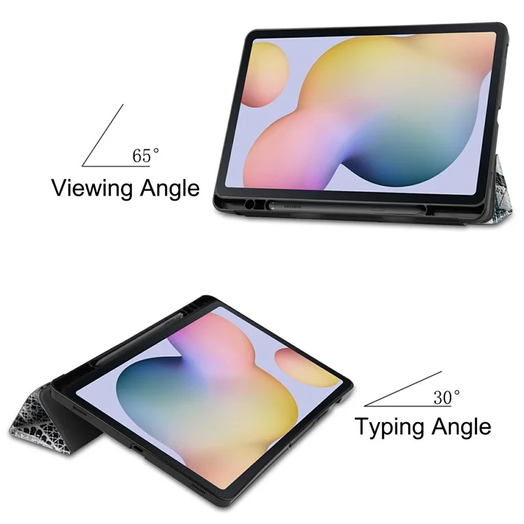Pattern Printing Tri-fold Stand Leather Case mit Stiftfach für Samsung Galaxy Tab S7 T870 / S8 - Eiffel Tower
