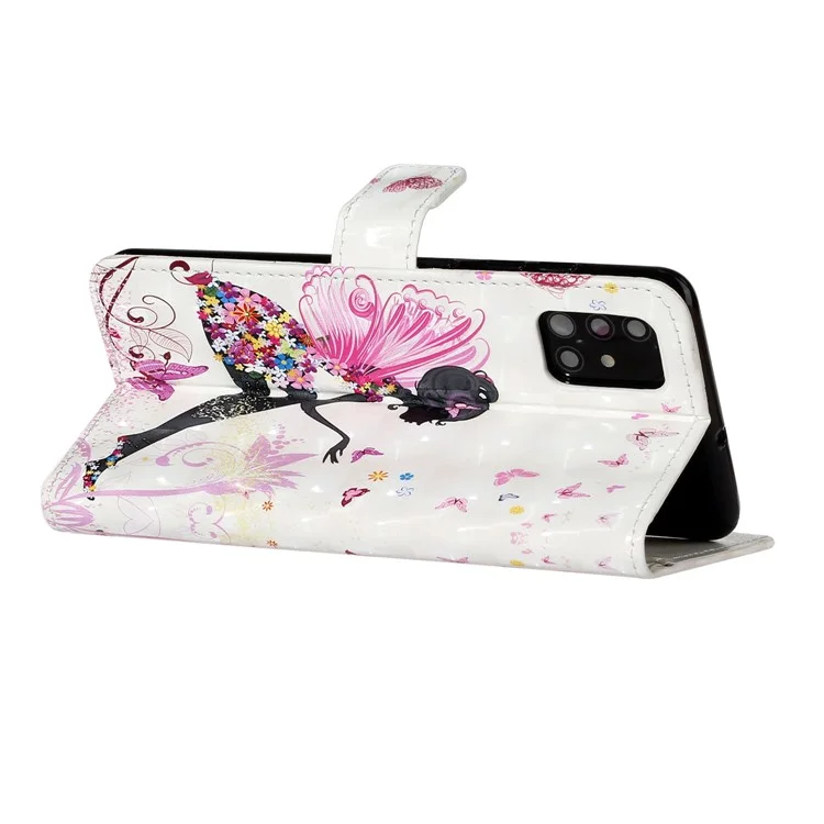 Estuche de Cuero con Soporte y Billetera con Estampado de Patrón y Luz de Spots para Samsung Galaxy A51 SM-A515 - Belleza