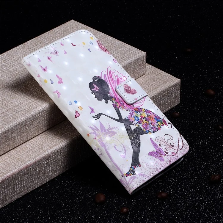 Estuche de Cuero con Soporte y Billetera con Estampado de Patrón y Luz de Spots para Samsung Galaxy A51 SM-A515 - Belleza