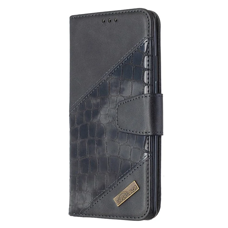 Crocodile Skin Assorted Color Style Leather Wallet Case for Samsung Galaxy A91 / S10 Lite - Black