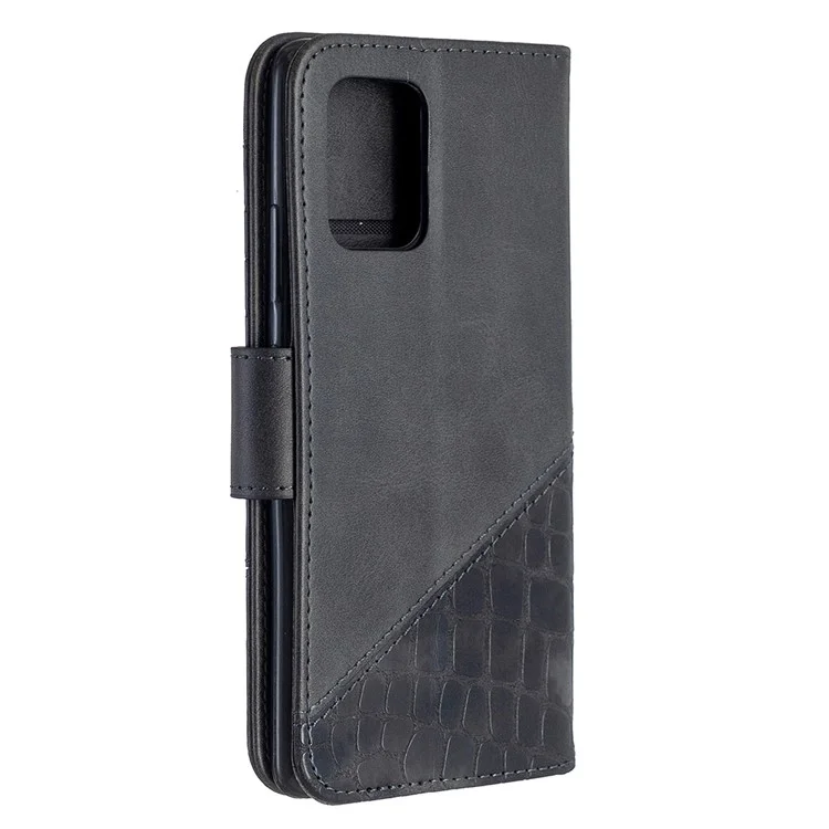 Crocodile Skin Assorted Color Style Leather Wallet Case for Samsung Galaxy A91 / S10 Lite - Black