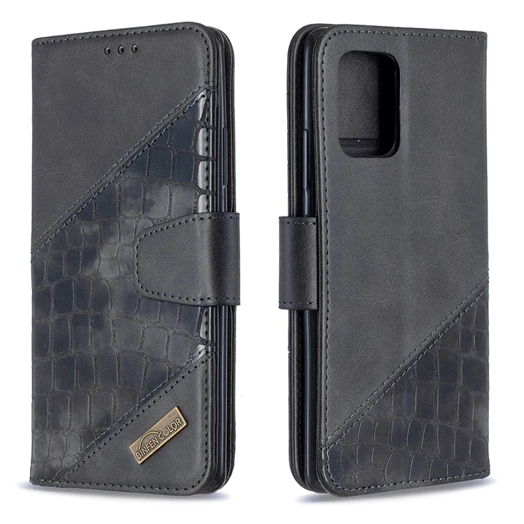 Crocodile Skin Assorted Color Style Leather Wallet Case for Samsung Galaxy A91 / S10 Lite - Black