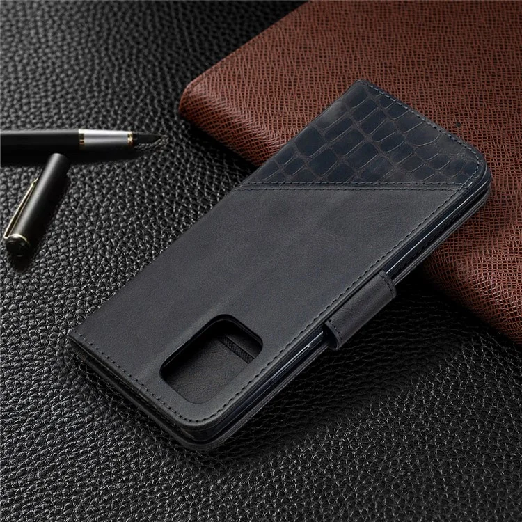 Crocodile Skin Assorted Color Style Leather Wallet Case for Samsung Galaxy A91 / S10 Lite - Black