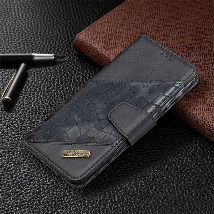 Assorted Color Crocodile Skin Leather Wallet Case for Samsung Galaxy A50 - Black