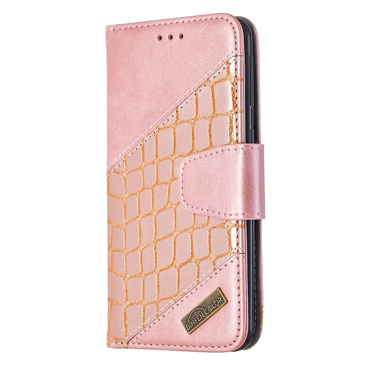 Assorted Color Crocodile Skin Leather Wallet Case for Samsung Galaxy A40 - Rose Gold