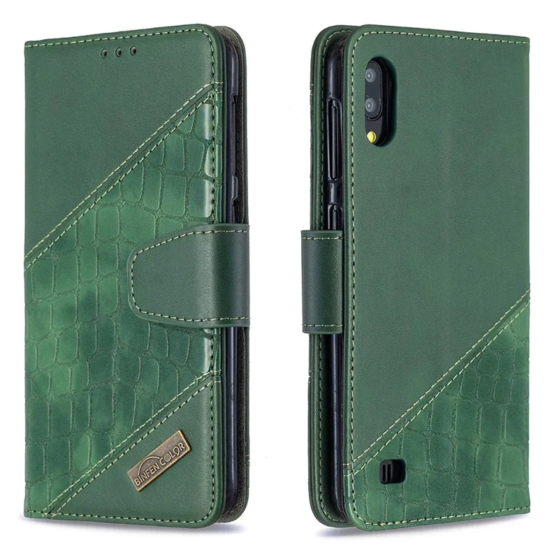 Assorted Color Crocodile Skin Leather Wallet Case for Samsung Galaxy A10 / M10 - Green