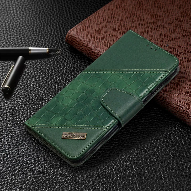 Assorted Color Crocodile Skin Leather Wallet Case for Samsung Galaxy A10 / M10 - Green