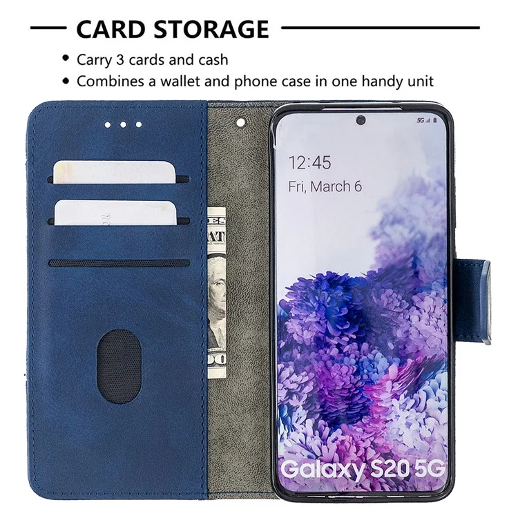 Кошелек из кожи крокодила разных цветов для Samsung Galaxy S20 4G/S20 5G - синий