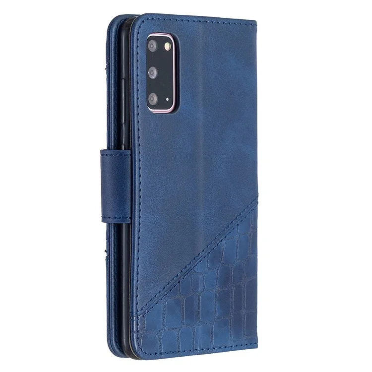 Crocodile Skin Assorted Color Style Leather Wallet Case for Samsung Galaxy S20 4G/S20 5G - Blue