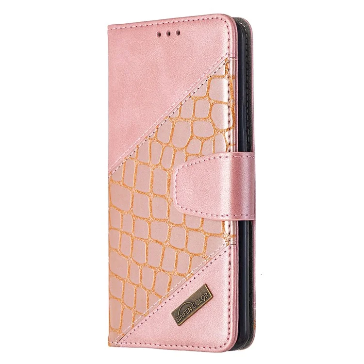 Crocodile Skin Sortierter Farbstil Leder Brieftasche Hülle Für Samsung Galaxy S9+/S9 Plus - Roségold