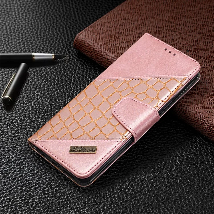 Crocodile Skin Sortierter Farbstil Leder Brieftasche Hülle Für Samsung Galaxy S9+/S9 Plus - Roségold