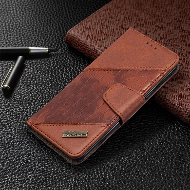 Crocodile Skin Style Style de Color Billetera de Cuero Para Samsung Galaxy S9 - Marrón