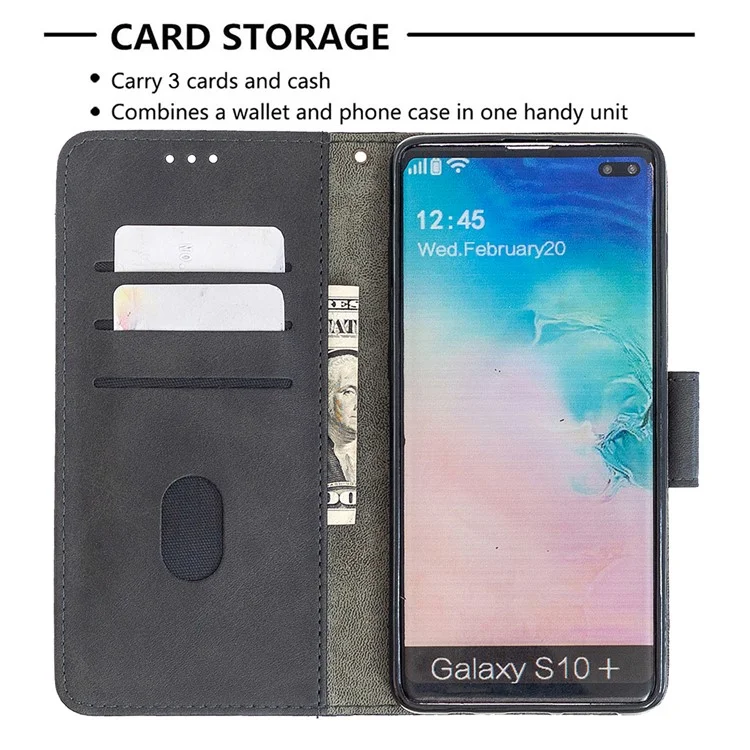 Crocodile Skin Assorted Color Style Leather Wallet Case for Samsung Galaxy S10 Plus - Black