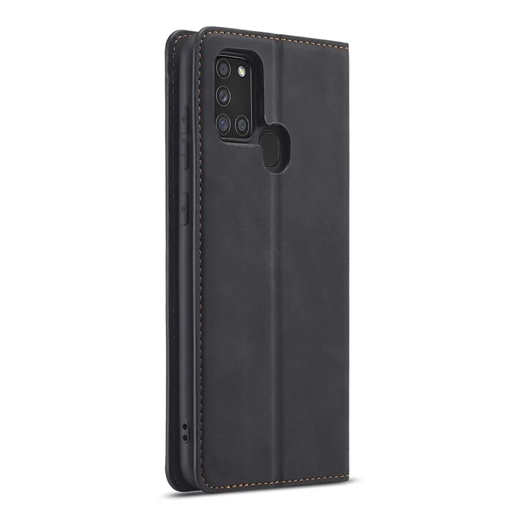 FORWENW Fantasy Series Silky Touch Leather Case for Samsung Galaxy A21s - Black