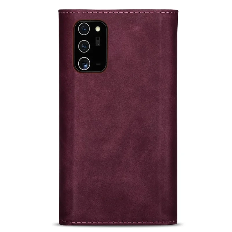 Zipper Cover Short/Long Strap for Samsung Galaxy Note20 Ultra/Note20 Ultra 5G - Wine Red