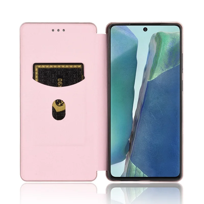 Futera węglowa z automatycznym przyciąganiem, etui z skóry dla Samsung Galaxy Note20/Note20 5G - różowe złoto