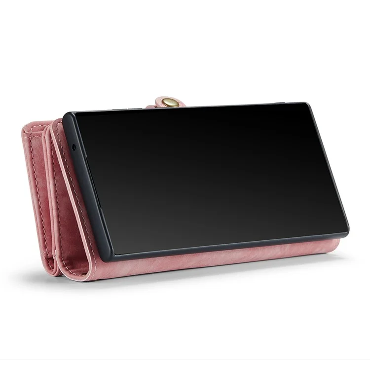 Caseme 008 -serie Für Samsung Galaxy Note20 / Note20 5G PU Leder Magnetabendbarer Hülle Reißverschluss Brieftasche Ständer Flip Telefonabdeckung - Rosa