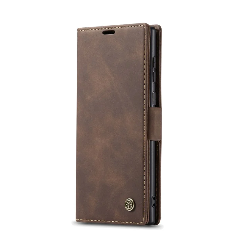 CASEME 013 Series Simplicity Auto-absorbed Leather Shell Wallet Case for Samsung Galaxy Note20/Note20 5G - Coffee