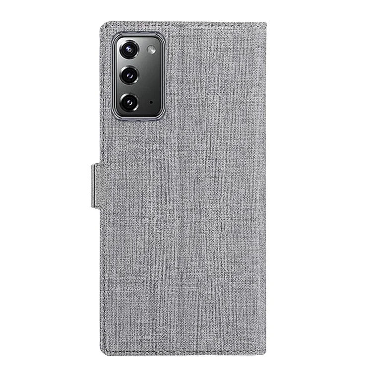 VILI DMK Cross Texture Double Magnetic Clasp Leather Wallet Covering Case for Samsung Galaxy Note20/Note20 5G - Grey